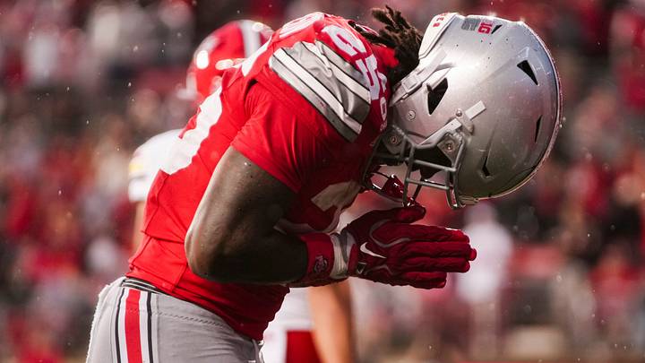 Ohio State Buckeyes running back Bo Jackson (25) celebrates a touchdown during the NCAA football game against the Maryland Terrapins at Ohio Stadium in Columbus on Oct. 10, 2026. Ohio State Buckeyes running back Bo Jackson (25) celebrates a touchdown during the NCAA football game against the Maryland Terrapins at Ohio Stadium in Columbus on Oct. 10, 2026.