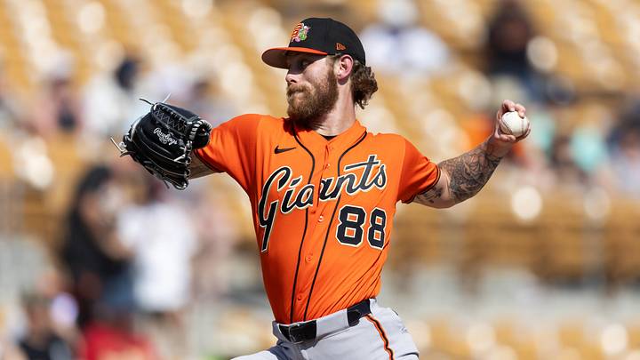 Mar 2, 2026; Phoenix, Arizona, USA; San Francisco Giants pitcher Carson Whisenhunt against the Chicago White Sox during a spring training game at Camelback Ranch-Glendale. Mandatory Credit: Mark J. Rebilas-Imagn Images Mar 2, 2026; Phoenix, Arizona, USA; San Francisco Giants pitcher Carson Whisenhunt against the Chicago White Sox during a spring training game at Camelback Ranch-Glendale. Mandatory Credit: Mark J. Rebilas-Imagn Images