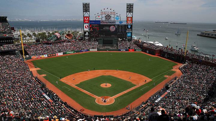 An overview of Oracle Park during action between the New York Yankees and the San Francisco Giants. An overview of Oracle Park during action between the New York Yankees and the San Francisco Giants.