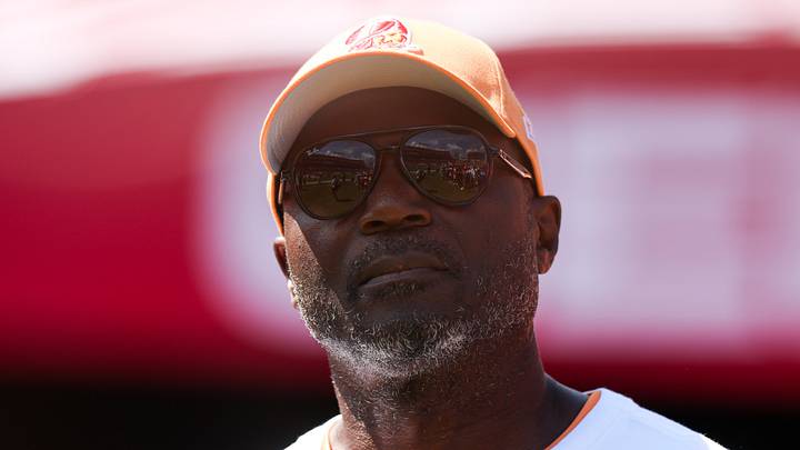 Sep 21, 2025; Tampa, Florida, USA; Tampa Bay Buccaneers head coach Todd Bowles looks on before a game against the New York Jets at Raymond James Stadium. Mandatory Credit: Nathan Ray Seebeck-Imagn Images