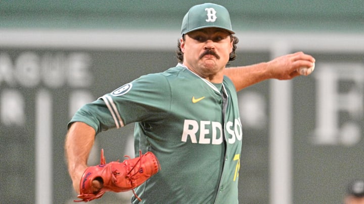 Aug 29, 2025; Boston, Massachusetts, USA; Boston Red Sox starting pitcher Payton Tolle (70) pitches against the Pittsburgh Pirates during the first inning at Fenway Park. Mandatory Credit: Eric Canha-Imagn Images