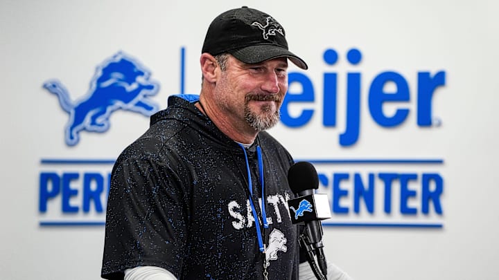 Detroit Lions head coach Dan Campbell speaks at Meijer Performance Center in Allen Park on Friday, Jan.3, 2025.