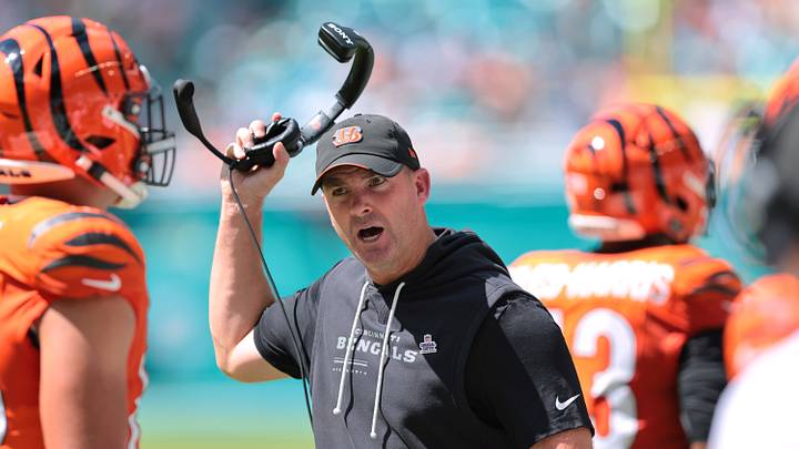 Oct 11, 2026; Miami Gardens, Florida, USA; Cincinnati Bengals head coach Zac Taylor looks on during the first quarter against the Miami Dolphins at Hard Rock Stadium. Mandatory Credit: Sam Navarro-Imagn Images Oct 11, 2026; Miami Gardens, Florida, USA; Cincinnati Bengals head coach Zac Taylor looks on during the first quarter against the Miami Dolphins at Hard Rock Stadium. Mandatory Credit: Sam Navarro-Imagn Images