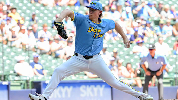 Milwaukee Brewers pitcher Rob Zastryzny pitches in the first inning against the Washington Nationals at American Family Field. Milwaukee Brewers pitcher Rob Zastryzny pitches in the first inning against the Washington Nationals at American Family Field.