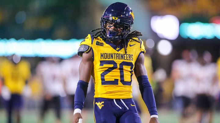 Sep 26, 2026; Morgantown, West Virginia, USA; West Virginia Mountaineers cornerback Keyshawn Robinson (20) after a play during the fourth quarter against the Oklahoma State Cowboys at Milan Puskar Stadium. Mandatory Credit: Ben Queen-Imagn Images Sep 26, 2026; Morgantown, West Virginia, USA; West Virginia Mountaineers cornerback Keyshawn Robinson (20) after a play during the fourth quarter against the Oklahoma State Cowboys at Milan Puskar Stadium. Mandatory Credit: Ben Queen-Imagn Images