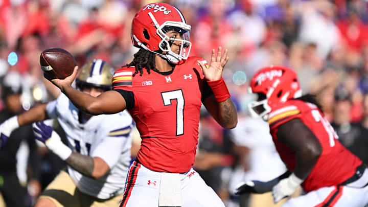 Maryland quarterback Malik Washington leads the Big Ten in passing attempts. Maryland quarterback Malik Washington leads the Big Ten in passing attempts.