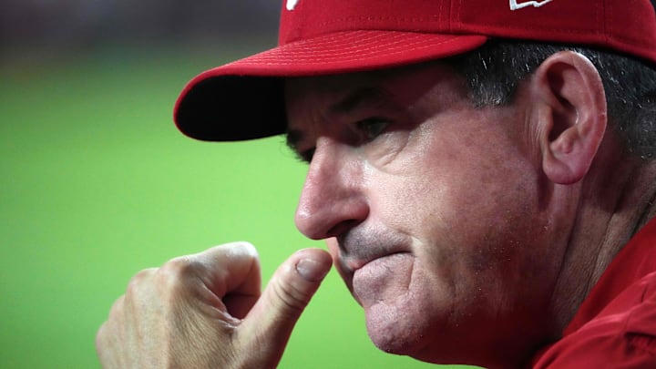 Philadelphia Phillies manager Rob Thomson (59) looks on against the Arizona Diamondbacks during the first inning at Chase Field.