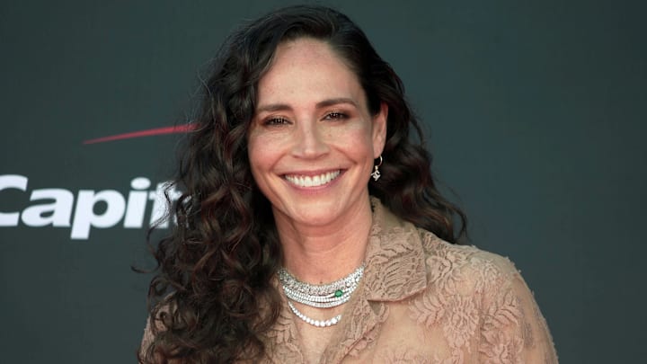 Jul 12, 2023; Los Angeles, CA, USA; Sue Bird arrives on the red carpet before the 2023 ESPYS at the Dolby Theatre. Mandatory Credit: Kirby Lee-Imagn Images Jul 12, 2023; Los Angeles, CA, USA; Sue Bird arrives on the red carpet before the 2023 ESPYS at the Dolby Theatre. Mandatory Credit: Kirby Lee-Imagn Images