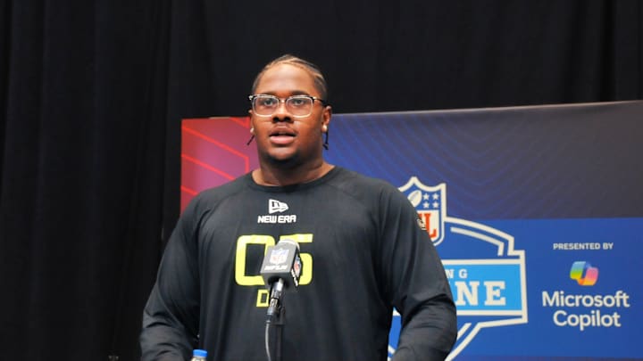 Georgia Bulldogs defensive lineman Warren Brinson during the 2025 NFL Combine. Georgia Bulldogs defensive lineman Warren Brinson during the 2025 NFL Combine.