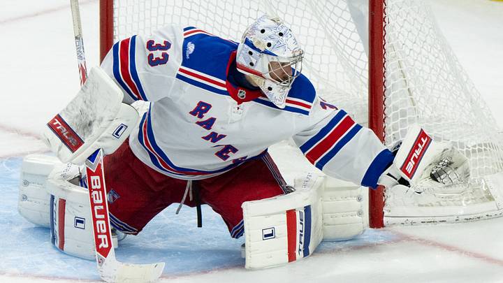 Oct 24, 2026; Ottawa, Ontario, CAN; New York Rangers Dylan Garand (33) makes a save in the third period against the Ottawa Senators at the Canadian Tire Centre. Mandatory Credit: Marc DesRosiers-Imagn Oct 24, 2026; Ottawa, Ontario, CAN; New York Rangers Dylan Garand (33) makes a save in the third period against the Ottawa Senators at the Canadian Tire Centre. Mandatory Credit: Marc DesRosiers-Imagn