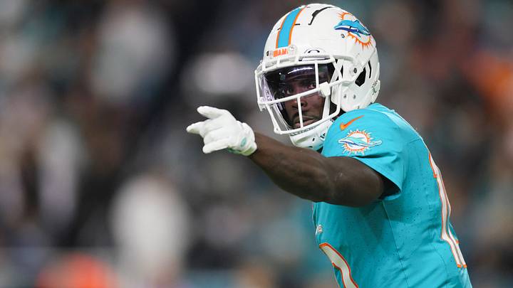 Dec 11, 2023; Miami Gardens, Florida, USA; Miami Dolphins wide receiver Tyreek Hill (10) signals from the field against the Tennessee Titans during the third quarter at Hard Rock Stadium. Mandatory Credit: Sam Navarro-USA TODAY Sports Dec 11, 2023; Miami Gardens, Florida, USA; Miami Dolphins wide receiver Tyreek Hill (10) signals from the field against the Tennessee Titans during the third quarter at Hard Rock Stadium. Mandatory Credit: Sam Navarro-USA TODAY Sports