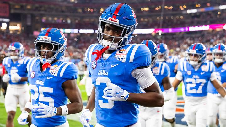 Mississippi Rebels wide receiver Caleb Cunningham against the Miami Hurricanes during the 2026 Fiesta Bowl Mississippi Rebels wide receiver Caleb Cunningham against the Miami Hurricanes during the 2026 Fiesta Bowl