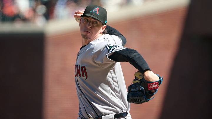 Aug 29, 2026; San Francisco, California, USA; Arizona Diamondbacks pitcher Taylor Clarke (45) throws a pitch against the San Francisco Giants during the eighth inning at Oracle Park. Mandatory Credit: Robert Edwards-Imagn Images
