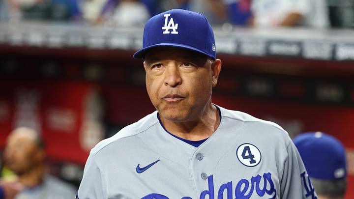 Jun 2, 2026; Phoenix, Arizona, USA; Los Angeles Dodgers manager Dave Roberts against the Arizona Diamondbacks at Chase Field. Mandatory Credit: Mark J. Rebilas-Imagn Images
