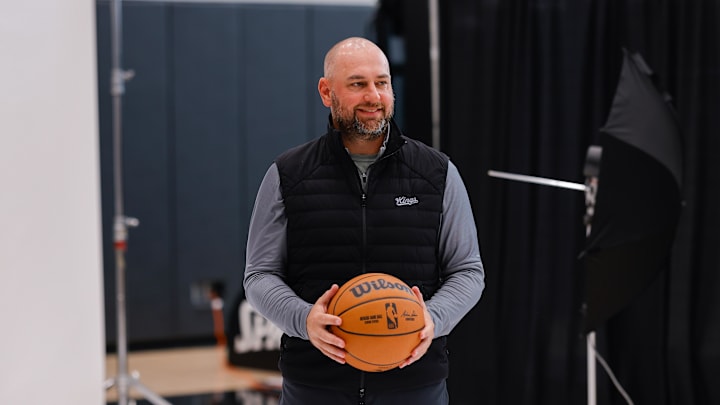 Sep 30, 2024; Sacramento, CA, USA; Sacramento Kings general manager Monte McNair during media day at Golden 1 Center. 