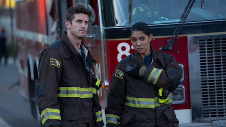 CHICAGO FIRE -- "Quicksand" Episode 13008 -- Pictured: (l-r) Jake Lockett as Sam Carver, Miranda Rae Mayo as Stella Kidd