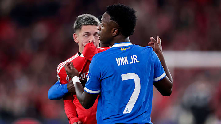 Gianluca Prestianni (left) allegedly directed a racial slur at Vinicius Junior. Gianluca Prestianni (left) allegedly directed a racial slur at Vinicius Junior.