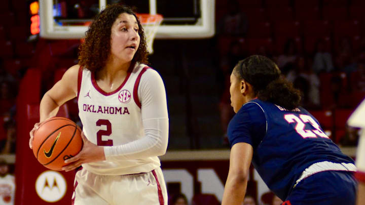 Oklahoma guard Aaliyah Chavez runs the offense. Oklahoma guard Aaliyah Chavez runs the offense.