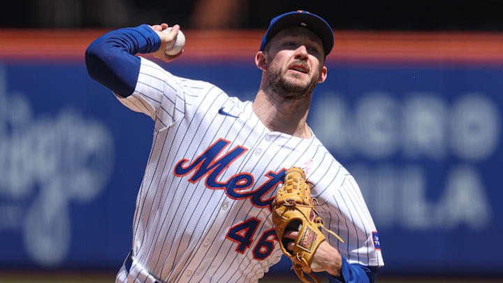May 11, 2025; New York City, New York, USA; New York Mets starting pitcher Griffin Canning (46) delivers a pitch during the third inning against the Chicago Cubs at Citi Field. Mandatory Credit: Vincent Carchietta-Imagn Images May 11, 2025; New York City, New York, USA; New York Mets starting pitcher Griffin Canning (46) delivers a pitch during the third inning against the Chicago Cubs at Citi Field. Mandatory Credit: Vincent Carchietta-Imagn Images