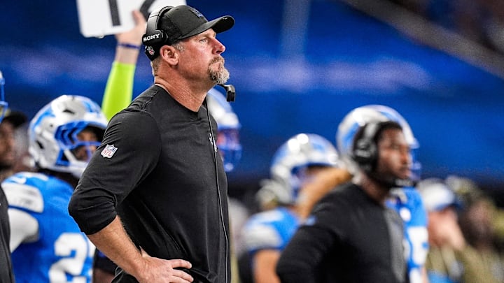Detroit Lions coach Dan Campbell watches a play against the Minnesota Vikings during the second half at Ford Field in Detroit on Sunday, Nov. 2, 2025.