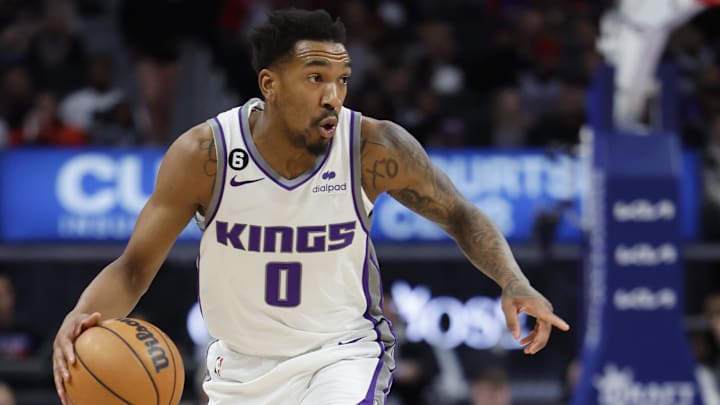 Dec 16, 2022; Detroit, Michigan, USA; Sacramento Kings guard Malik Monk (0) dribbles in the first half against the Detroit Pistons at Little Caesars Arena. Mandatory Credit: Rick Osentoski-Imagn Images Dec 16, 2022; Detroit, Michigan, USA; Sacramento Kings guard Malik Monk (0) dribbles in the first half against the Detroit Pistons at Little Caesars Arena. Mandatory Credit: Rick Osentoski-Imagn Images