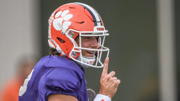 Clemson quarterback Cade Klubnik (2) during Spring Practice in Clemson, S.C. Monday, March 24, 2025.