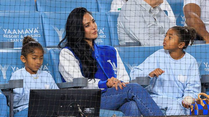 Vanessa Bryant and daughters Bianka and Capri attend the Los Angeles Dodgers game. Vanessa Bryant and daughters Bianka and Capri attend the Los Angeles Dodgers game.