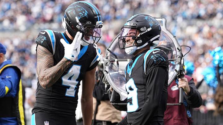 Carolina Panthers wide receiver Tetairoa McMillan (4) and quarterback Bryce Young (9). Carolina Panthers wide receiver Tetairoa McMillan (4) and quarterback Bryce Young (9).