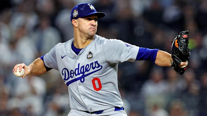 Oct 30, 2024; New York, New York, USA; Los Angeles Dodgers pitcher Jack Flaherty (0) pitches during the first inning against the New York Yankees in game four of the 2024 MLB World Series at Yankee Stadium. Mandatory Credit: Brad Penner-Imagn Images Oct 30, 2024; New York, New York, USA; Los Angeles Dodgers pitcher Jack Flaherty (0) pitches during the first inning against the New York Yankees in game four of the 2024 MLB World Series at Yankee Stadium. Mandatory Credit: Brad Penner-Imagn Images