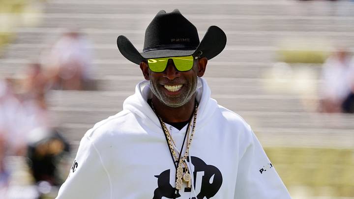 Sep 12, 2026; Boulder, Colorado, USA;  Colorado Buffaloes head coach Deion Sanders before the game against Weber State at Folsom Field.  Mandatory Credit: Ron Chenoy-Imagn Images