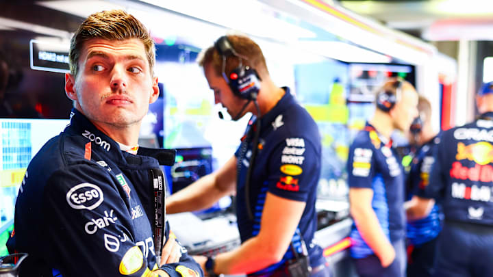 MONZA, ITALY - SEPTEMBER 01: Max Verstappen of the Netherlands and Oracle Red Bull Racing looks on in the garage prior to the F1 Grand Prix of Italy at Autodromo Nazionale Monza on September 01, 2024 in Monza, Italy. (Photo by Mark Thompson/Getty Images) MONZA, ITALY - SEPTEMBER 01: Max Verstappen of the Netherlands and Oracle Red Bull Racing looks on in the garage prior to the F1 Grand Prix of Italy at Autodromo Nazionale Monza on September 01, 2024 in Monza, Italy. (Photo by Mark Thompson/Getty Images)