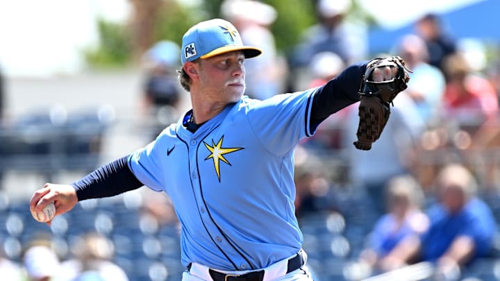 Tampa Bay's Shane Baz has been the Rays' best pitcher so far, posting a 3-0 record with a 2.45 ERA. He starts on Thursday against the Kansas City Royals. Tampa Bay's Shane Baz has been the Rays' best pitcher so far, posting a 3-0 record with a 2.45 ERA. He starts on Thursday against the Kansas City Royals.