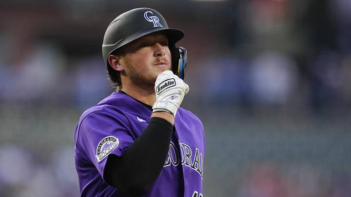 Ju Rockies catcher Hunter Goodman (15) reacts to his two-run home run in the first inning against the Chicago Cubs at Coors Field. Ju Rockies catcher Hunter Goodman (15) reacts to his two-run home run in the first inning against the Chicago Cubs at Coors Field.
