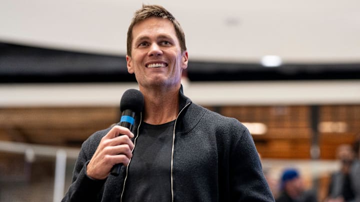 Tom Brady appears at American Dream for the grand opening of Card Vault by Tom Brady, a sports card and memorabilia retailer, East Rutherford, Friday, Apr. 11, 2025.