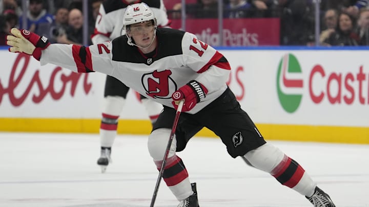 New Jersey Devils forward Cody Glass (12): John E. Sokolowski-Imagn Images New Jersey Devils forward Cody Glass (12): John E. Sokolowski-Imagn Images