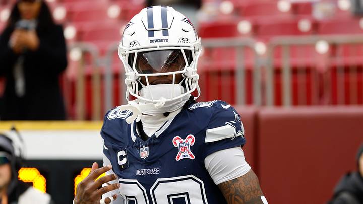 Dallas Cowboys wide receiver CeeDee Lamb runs onto the field prior to the game against the Washington Commanders at Northwest Stadium. Dallas Cowboys wide receiver CeeDee Lamb runs onto the field prior to the game against the Washington Commanders at Northwest Stadium.