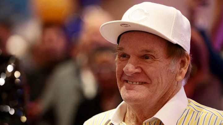 Former Cincinnati Red Pete Rose smiles as he places the inaugural bet on a hand of black jack during the grand opening of the newly rebranded Hard Rock Casino in downtown Cincinnati on Friday, Oct. 29, 2021.

Hard Rock Casino Cincinnati Grand Opening