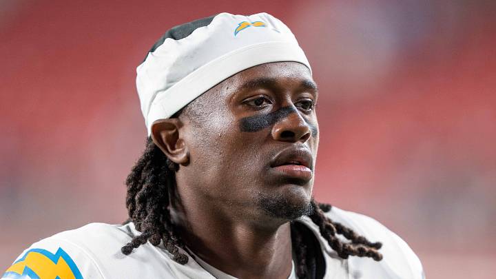August 23, 2025; Santa Clara, California, USA; Los Angeles Chargers wide receiver KeAndre Lambert-Smith (84) after the game against the San Francisco 49ers at Levi's Stadium. Mandatory Credit: Kyle Terada-Imagn Images