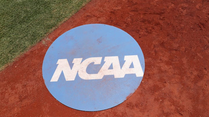 NCAA baseball logo at the 2022 NCAA Division I Men's Baseball Championship