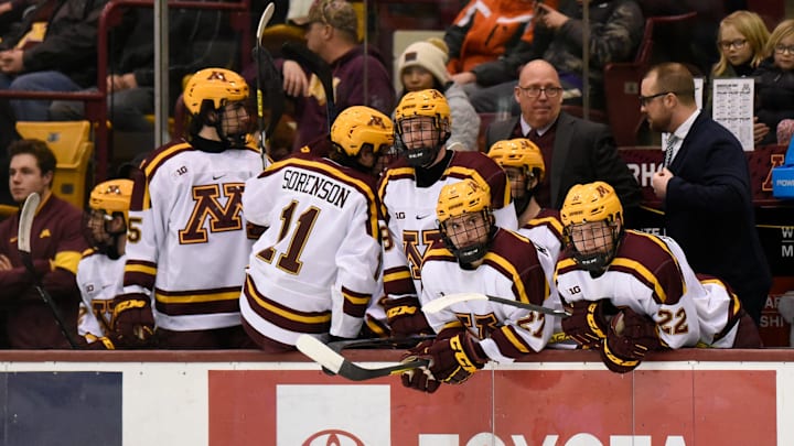 Former St. Cloud State coach Bob Motzko faces off with the Huskies for the first time as head coach of Minnesota Sunday, Dec. 29, 2019, at 3M Arena at Mariucci in Minneapolis. 