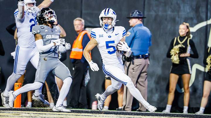 BYU WR Cody Hagen against Colorado BYU WR Cody Hagen against Colorado