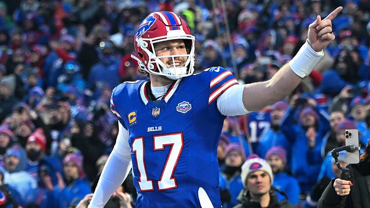 Buffalo Bills quarterback Josh Allen (17) enters the field before a game against the New York Jets at Highmark Stadium. Buffalo Bills quarterback Josh Allen (17) enters the field before a game against the New York Jets at Highmark Stadium.