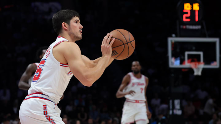 Feb 28, 2026; Miami, Florida, USA; Houston Rockets guard Reed Sheppard (15) shoots the basketball against the Miami Heat during the first quarter at Kaseya Center. Mandatory Credit: Sam Navarro-Imagn Images Feb 28, 2026; Miami, Florida, USA; Houston Rockets guard Reed Sheppard (15) shoots the basketball against the Miami Heat during the first quarter at Kaseya Center. Mandatory Credit: Sam Navarro-Imagn Images
