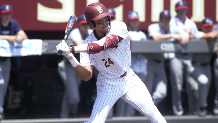 June 7: Florida State third baseman Cam Smith went 3-for-4 with two RBI to help the Seminoles dominate the UConn Huskies 24-4 in Game 1 of their super regional. June 7: Florida State third baseman Cam Smith went 3-for-4 with two RBI to help the Seminoles dominate the UConn Huskies 24-4 in Game 1 of their super regional.