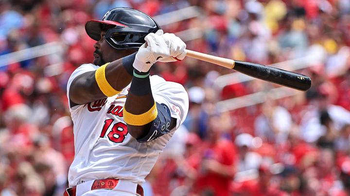 Jun 7, 2026; St. Louis, Missouri, USA; St. Louis Cardinals right fielder Jordan Walker (18) hits a one run double against the Cincinnati Reds during the fifth inning at Busch Stadium. Mandatory Credit: Jeff Curry-Imagn Images Jun 7, 2026; St. Louis, Missouri, USA; St. Louis Cardinals right fielder Jordan Walker (18) hits a one run double against the Cincinnati Reds during the fifth inning at Busch Stadium. Mandatory Credit: Jeff Curry-Imagn Images