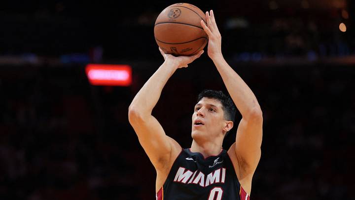 Mar 3, 2026; Miami, Florida, USA; Miami Heat forward Simone Fontecchio (0) shoots a free throw against the Brooklyn Nets during the fourth quarter at Kaseya Center. Mandatory Credit: Sam Navarro-Imagn Images Mar 3, 2026; Miami, Florida, USA; Miami Heat forward Simone Fontecchio (0) shoots a free throw against the Brooklyn Nets during the fourth quarter at Kaseya Center. Mandatory Credit: Sam Navarro-Imagn Images
