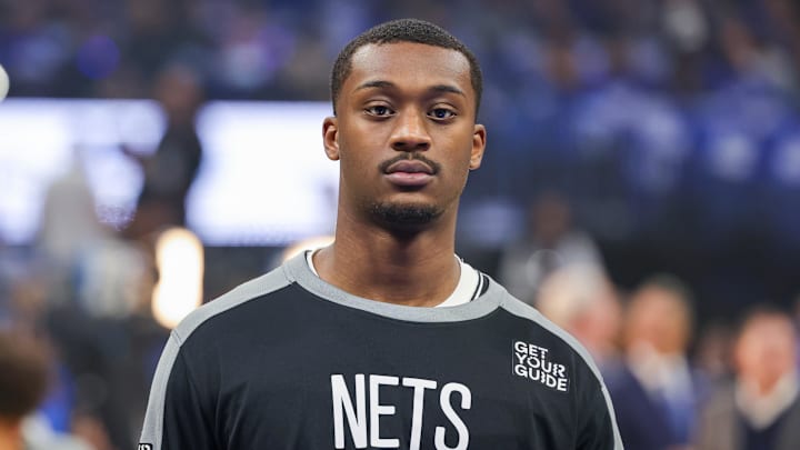 Oct 25, 2024; Orlando, Florida, USA; Brooklyn Nets forward Dariq Whitehead (0) head shot at Kia Center. Mandatory Credit: Mike Watters-Imagn Images