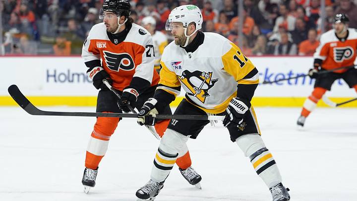 Apr 29, 2026; Philadelphia, Pennsylvania, USA; Pittsburgh Penguins right wing Bryan Rust (17) skates against Philadelphia Flyers left wing Noah Cates (27) in the second period in game six of the first round of the 2026 Stanley Cup Playoffs at Xfinity Mobile Arena. Mandatory Credit: Kyle Ross-Imagn Images Apr 29, 2026; Philadelphia, Pennsylvania, USA; Pittsburgh Penguins right wing Bryan Rust (17) skates against Philadelphia Flyers left wing Noah Cates (27) in the second period in game six of the first round of the 2026 Stanley Cup Playoffs at Xfinity Mobile Arena. Mandatory Credit: Kyle Ross-Imagn Images