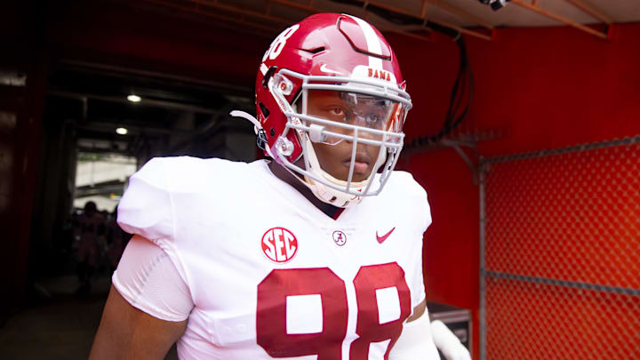 Alabama Crimson Tide defensive lineman Jamil Burroughs (98) against the Florida Gators at Ben Hill Griffin Stadium.