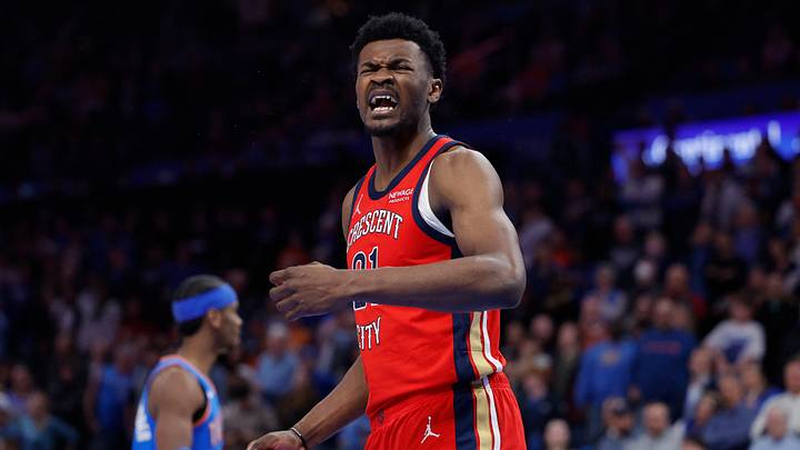 Jan 27, 2026; Oklahoma City, Oklahoma, USA; New Orleans Pelicans center Yves Missi (21) reacts. Mandatory Credit: Alonzo Adams-Imagn Images Jan 27, 2026; Oklahoma City, Oklahoma, USA; New Orleans Pelicans center Yves Missi (21) reacts. Mandatory Credit: Alonzo Adams-Imagn Images